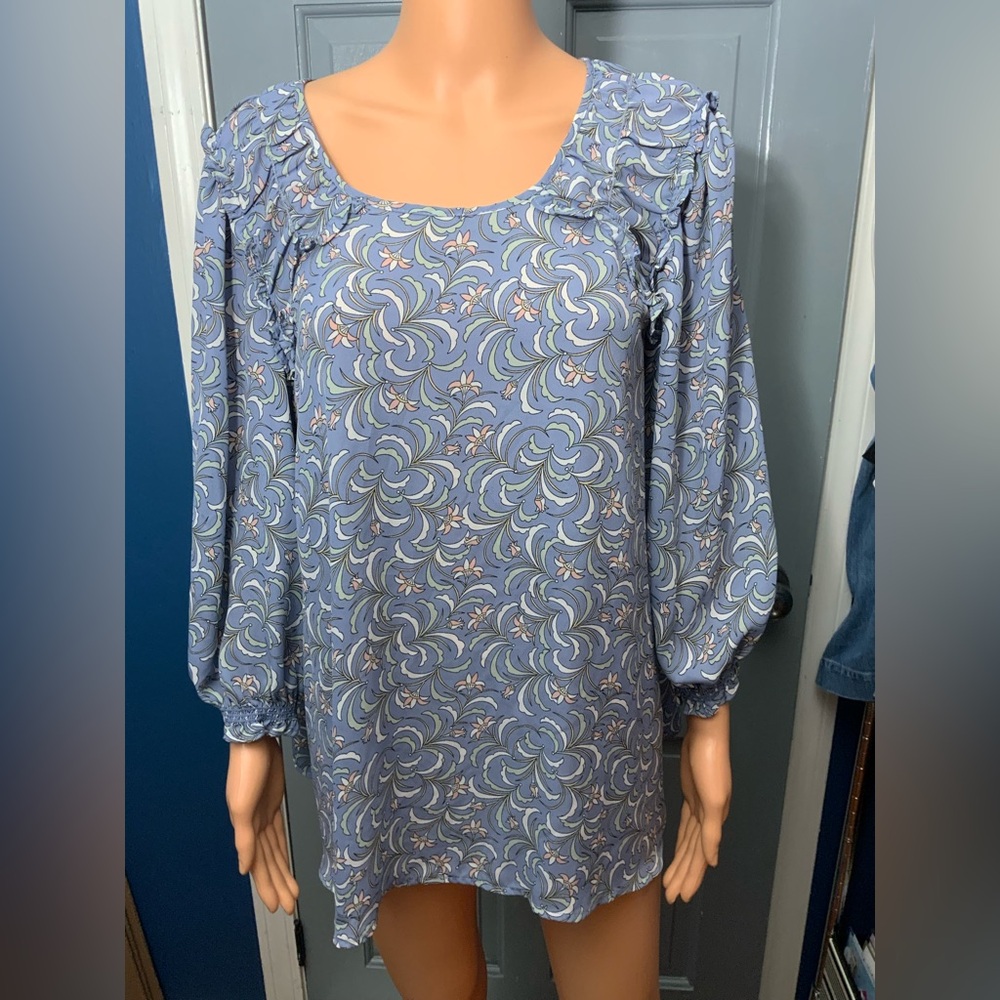 Max Studio Blue Floral Blouse